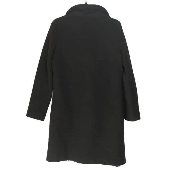 Babaton Cocoon Coat Black Cashmere Wool Funnel Neck Minimal Goth Quiet Lux Coat - Picture 3 of 16